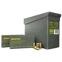 350RD AMMO CAN OF AMMO INC MIL/LE TRAINING AMMO 9MM 115GR FMJ