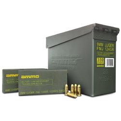 350RD AMMO CAN OF AMMO INC MIL/LE TRAINING AMMO 9MM 124GR FMJ