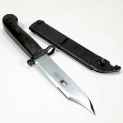 POLISH AKM TYPE 1 BAYONET, DARK BAKELITE GRIP, FITS STAMPED AK47 AKM AK74, G-VG