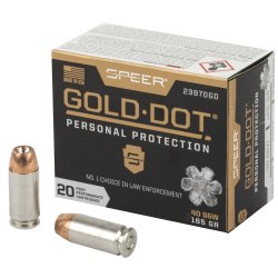 SPEER GOLD DOT .40SW 165GR JACKETED HOLLOW POINT, 20RD BOX