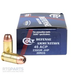 DOUBLETAP COLT DEFENSE AMMUNITION .45ACP 230GR CE JHP, MATCH GRADE 173 POWER FACTOR, 20RD BOX