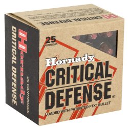 HORNADY CRITICAL DEFENSE 38 SPECIAL 110GR FTX FLEXTIP, 25RD BOX