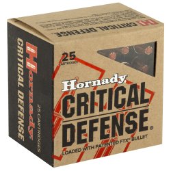HORNADY CRITICAL DEFENSE 357 MAGNUM 155GR FTX FLEXTIP, 25RD BOX
