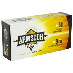 ARMSCOR 9MM 115GR FMJ, 50RD/BOX