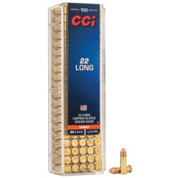 CCI 22 LONG HIGH VELOCITY 29GR COPPER ROUND NOSE, 100RD/BOX
