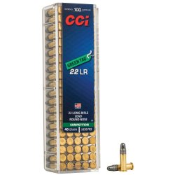 CCI GREEN TAG COMPETITION .22LR 40GR LEAD ROUNDNOSE SUB-SONIC, 100RD/BOX
