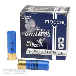 FIOCCHI FIELD DYNAMICS 16GA 2.75" #7.5 HIGH VELOCITY SHOTSHELLS, 25RD/BOX