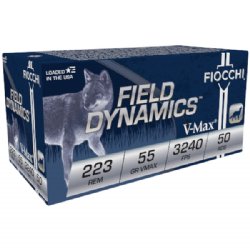 FIOCCHI FIELD DYNAMICS 223 REM 55GR V-MAX, 50RD/BOX