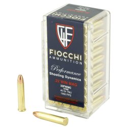 FIOCCHI 22WMR 40GR FMJ, 50RD/BOX
