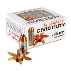 G2 RESEARCH CIVIC DUTY 45ACP 164GR HOLLOW POINT,  20RD BOX