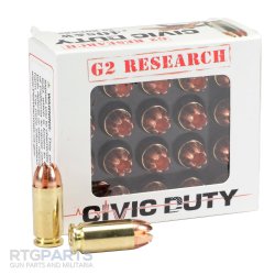 G2 RESEARCH CIVIC DUTY 40SW 122GR HOLLOW POINT,  20RD BOX