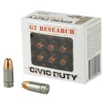 G2 RESEARCH CIVIC DUTY 9MM 94GR HOLLOW POINT,  20RD BOX