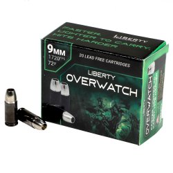 LIBERTY OVERWATCH 9MM +P 72GR HP CP 1720FPS, 20RD/BOX