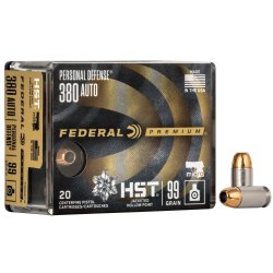 FEDERAL PERSONAL DEFENSE HST .380 ACP 99GR JHP, 20RD BOX