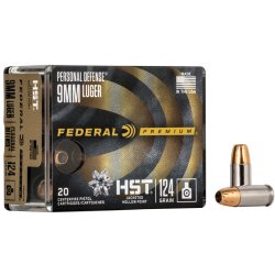 FEDERAL PD HST 9MM 124GR JHP, 20RD BOX