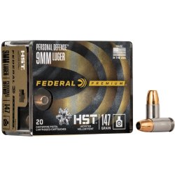 FEDERAL PD HST 9MM 147GR JHP, 20RD BOX