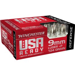 WINCHESTER READY DEFENSE HEX-VENT 9MM +P 124GR JHP, 20RD/BOX