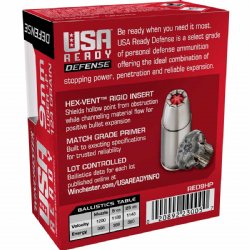 WINCHESTER READY DEFENSE HEX-VENT 9MM +P 124GR JHP, 20RD/BOX