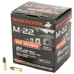 WINCHESTER M-22 .22LR 40GR COPPER PLATED ROUND NOSE, 500RD BOX