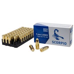 SCORPIO 9MM 115GR FMJ, 50RD BOX