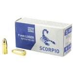 SCORPIO 9MM 124GR FMJ, 50RD BOX