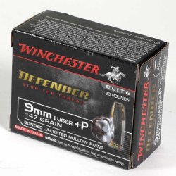 WINCHESTER DEFENDER 9MM +P 147GR JHP, 20RD/BOX