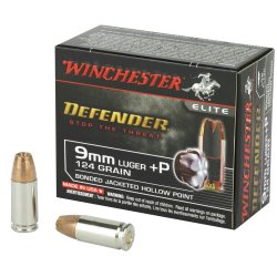 WINCHESTER DEFENDER 9MM +P 124GR JHP, 20RD/BOX