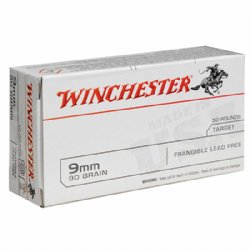 WINCHESTER USA 9MM FRANGIBLE 90GR CESARONI LF, 50RD/BOX