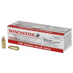 WINCHESTER USA 9MM 115GR FMJ 100RD VALUE PACK