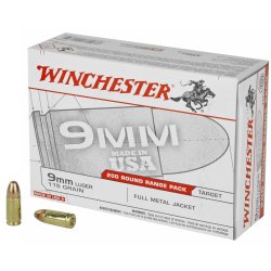 WINCHESTER USA 9MM 115GR FMJ 200RD BULK BOX