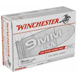 WINCHESTER USA 9MM 115GR FMJ 200RD BULK BOX