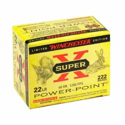 WINCHESTER SUPER-X POWER-POINT  .22LR 40GR COPPER PLATED HOLLOW POINT, 222RD/BOX
