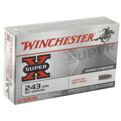 WINCHESTER SUPER-X 243 WIN 80GR JACKETED SOFT POINT, 20RD BOX
