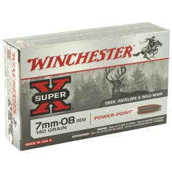 WINCHESTER SUPER-X 7MM-08 REM 140GR POWER POINT, 20RD BOX