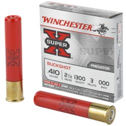 WINCHESTER SUPER-X 410GA 2.5" 000 BUCKSHOT, 3 PELLETS, 5/BOX