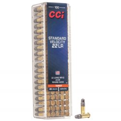 CCI .22LR 40GR STANDARD VELOCITY LEAD ROUNDNOSE, 100RD/BOX