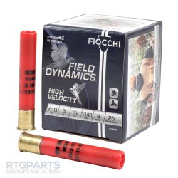 FIOCCHI FIELD DYNAMICS 410GA 3" #8 HIGH VELOCITY SHOTSHELLS, 25RD/BOX