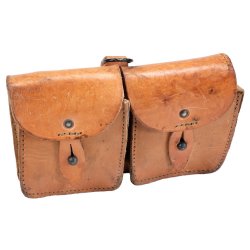 FRENCH LEATHER DOUBLE MAS CARTRIDGE POUCH