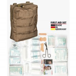 GERMAN MADE MOLLE 43-PIECE FIRST AID KIT, COYOTE TAN