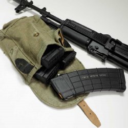 RUSSIAN AK47 3-CELL MAG POUCH W/ DUAL ACCESSORY POCKETS