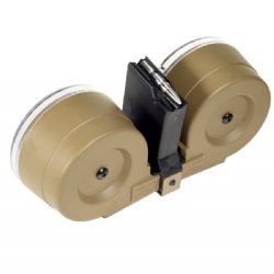 RWB AR15 100RD DOUBLE DRUM MAG WITH POUCH, TAN