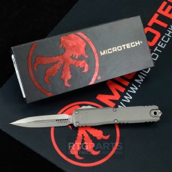 MICROTECH ULTRATECH GEN III ZERO BLADE PLAY OTF AUTOMATIC KNIFE, NATURAL CLEAR, 3.5" M390 D/E DAGGER, APOCALYPTIC, 1122-10APNC