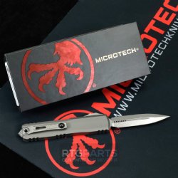 MICROTECH ULTRATECH GEN III ZERO BLADE PLAY OTF AUTOMATIC KNIFE, NATURAL CLEAR, 3.5" M390 D/E DAGGER, APOCALYPTIC, 1122-10APNC