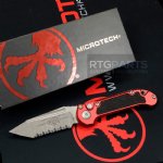 MICROTECH LUDT GEN III AUTO KNIFE, T/E, RED, 3.5 INCH, APOCALYPTIC, FULLY SERRATED, 1136-12APRD