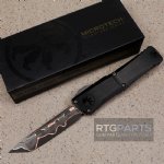 MICROTECH COMBAT TROODON MARFIONE SELECT T/E, BAKER FORGE COPPERMAI DAMASCUS, BLACK DLC HARD CUT HANDLE, 1144-16MS1