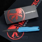 MICROTECH CYPHER II D/E OTF AUTOMATIC KNIFE, BLUE, 3.5 INCH TACTICAL BLACK, 1242-1BL