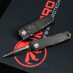 MICROTECH LUMINARY D/E WITH SUREFIRE STILETTO PRO II KIT, BLACK, 3.56 INCH BLADE, DLC STONEWASH FULL SERRATED, 1270-3DLCTSET