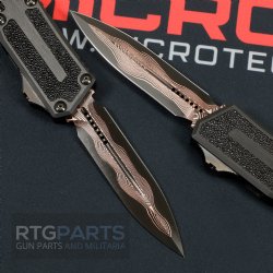 MICROTECH SCARAB II MARFIONE SELECT D/E BAKER FORGE COPPERMAI DAMASCUS, BLACK AIRCRAFT ALLOY W/ STINGRAY INLAY, 1280-16MS1