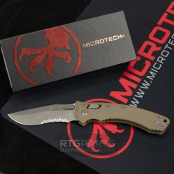 MICROTECH AMPHIBIAN, S/E, RAM-LOK, OD GREEN, FLUTED G10, 3.9 INCH, PARTIAL SERRATED, APOCALYPTIC, 137RL-11FLGTOD