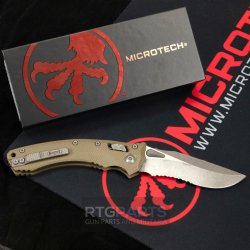 MICROTECH AMPHIBIAN, S/E, RAM-LOK, OD GREEN, FLUTED G10, 3.9 INCH, PARTIAL SERRATED, APOCALYPTIC, 137RL-11FLGTOD